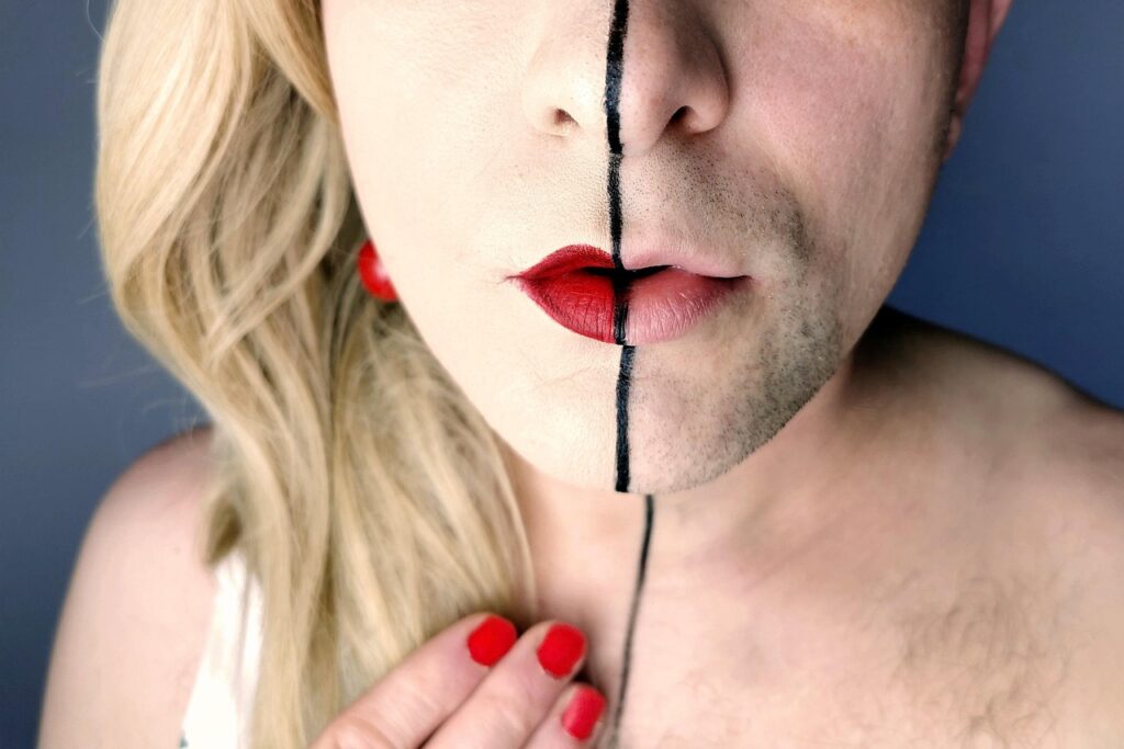 crossdresser make up half girl half boy