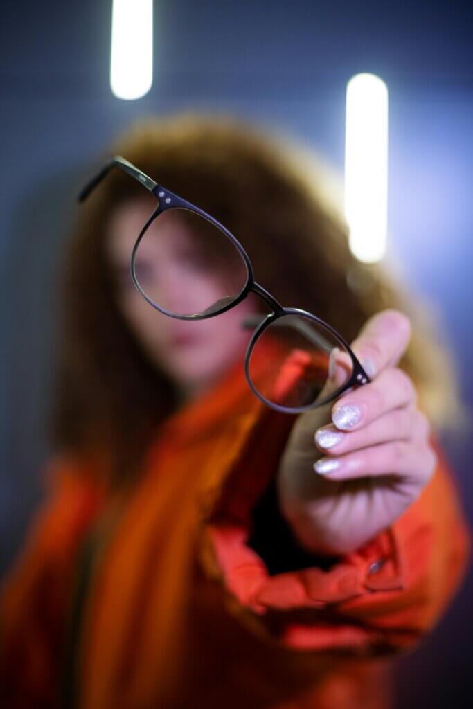 woman not having clear visibility through glasses
