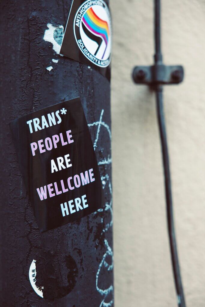 trans sticker with social message